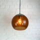 Pendant lamp ball Space Age amber glass chrome 1970s