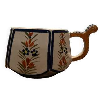 Quimper earthenware 6-sided cup