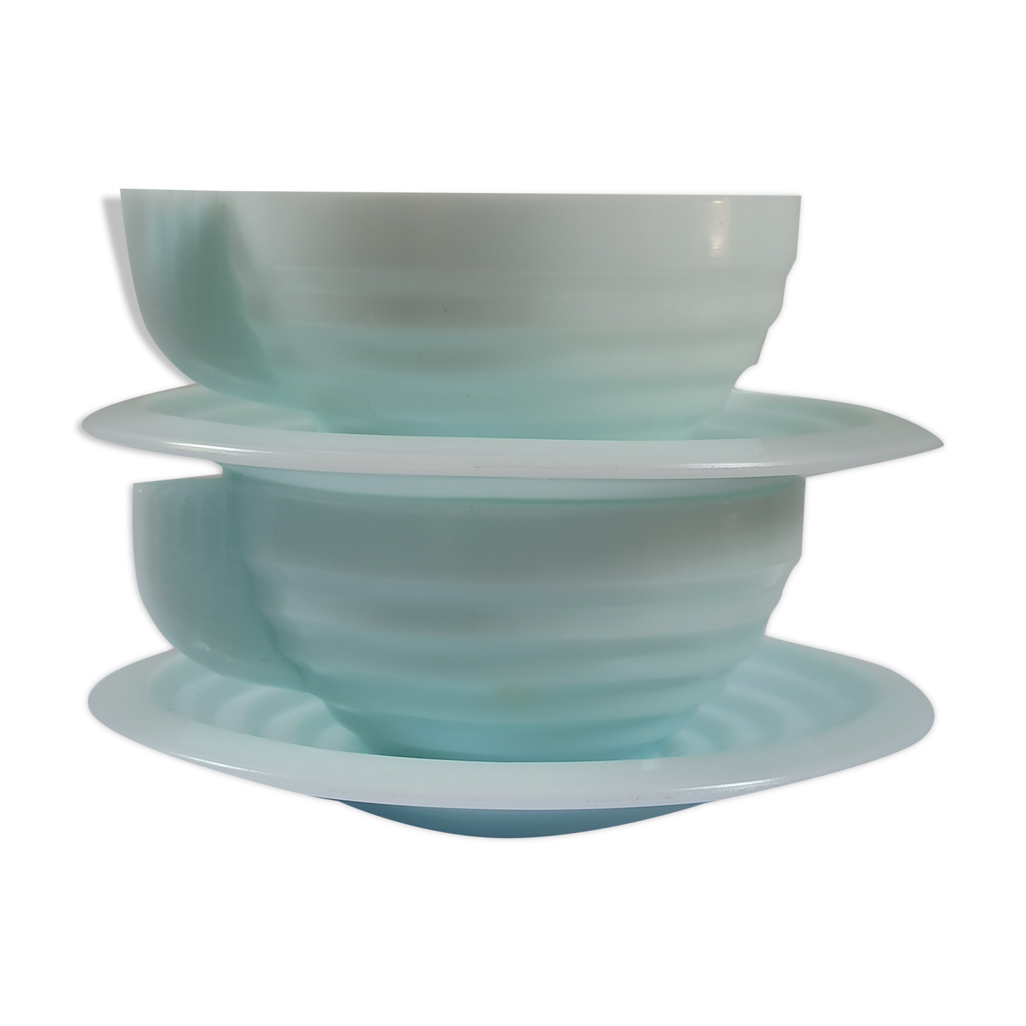 Art Deco blue opaline cups