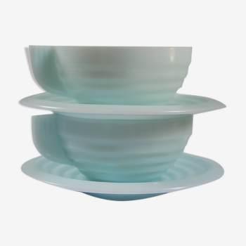 Art Deco blue opaline cups