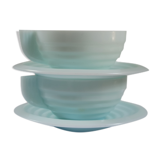 Tasses opaline bleue art déco