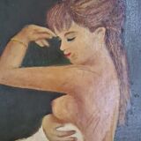 Ancien tableau peinture à l'huile / femme nue