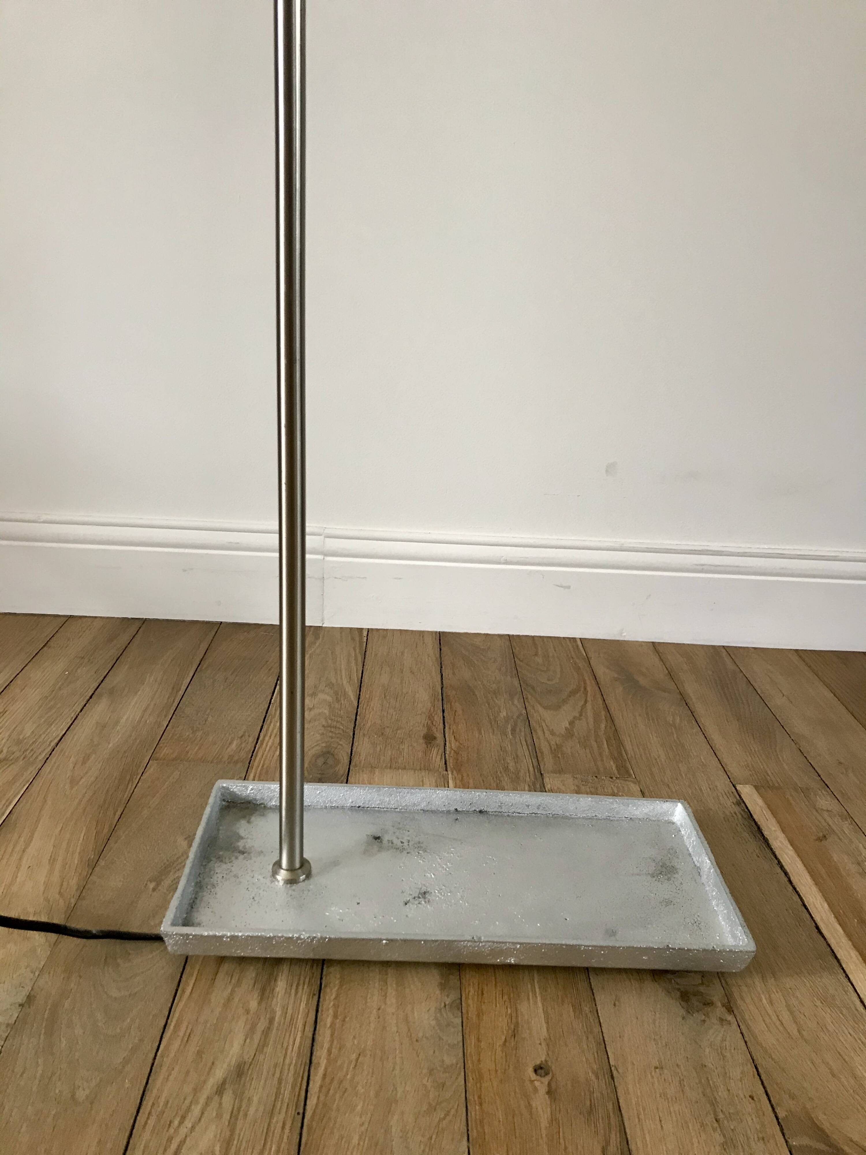 Pivoting brushed aluminum floor lamp from the 70s