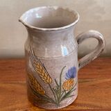 Pitcher broc in glazed stoneware decoration hand