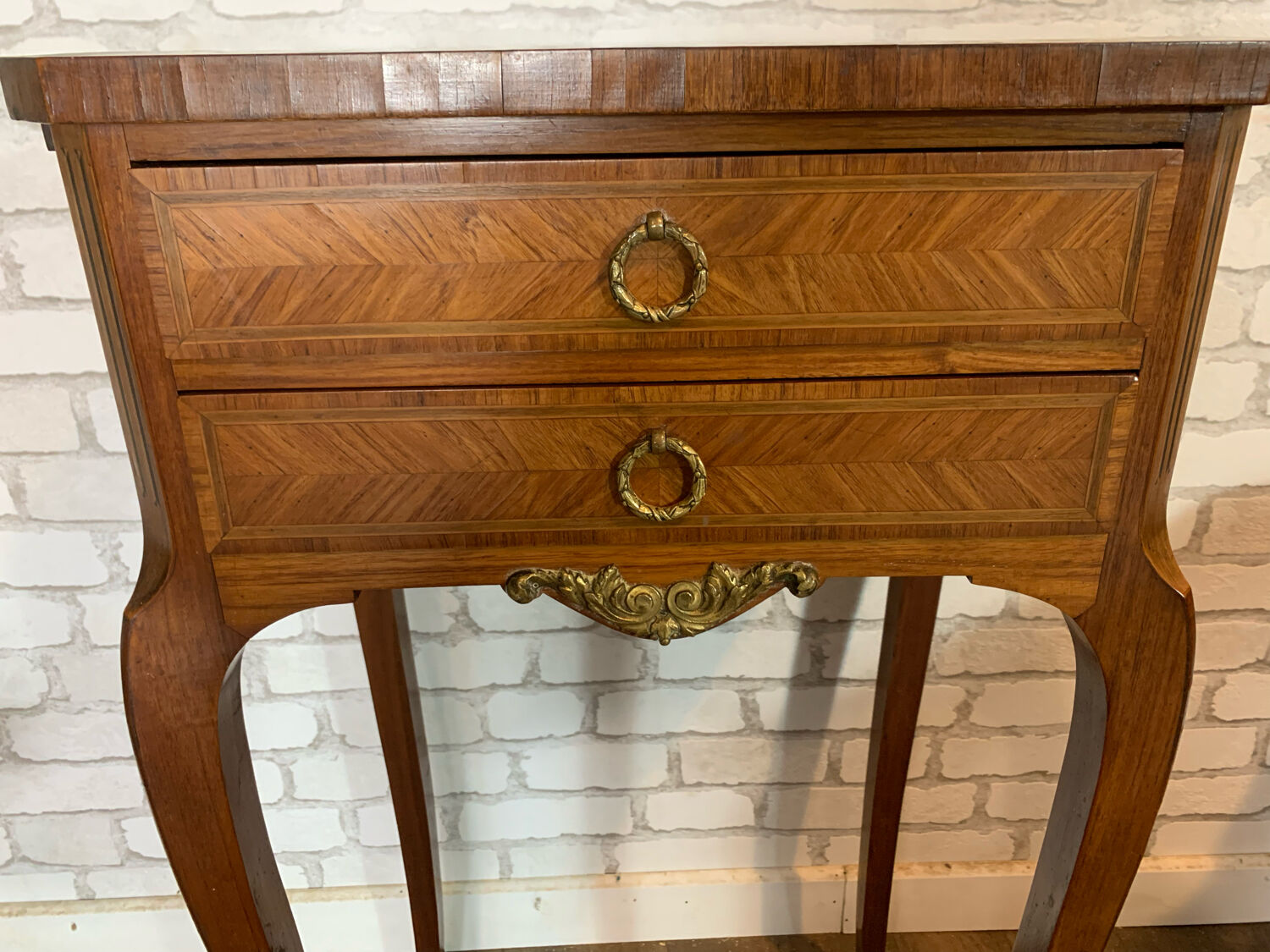 Bedside table in Louis XV style marquetry