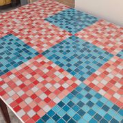 Old farmhouse table with mosaic top and tapered legs - 2m64