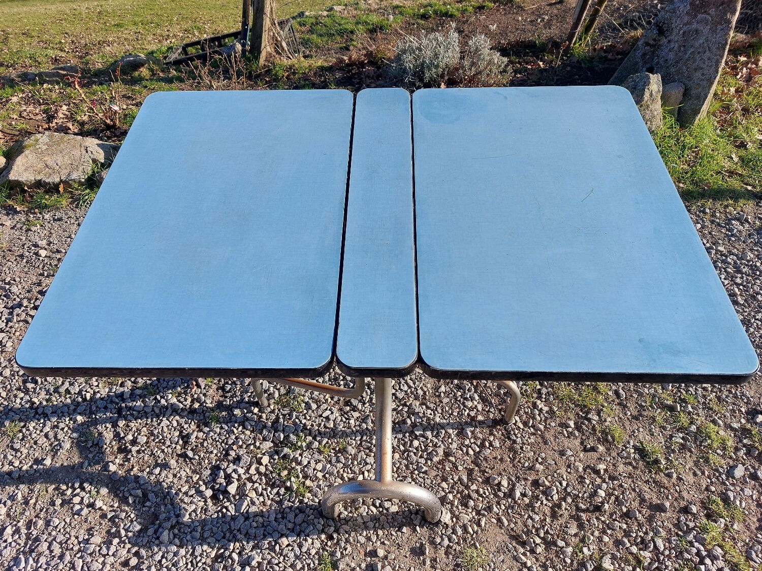 Blue formica folding table
