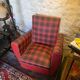 Red faux leather armchair