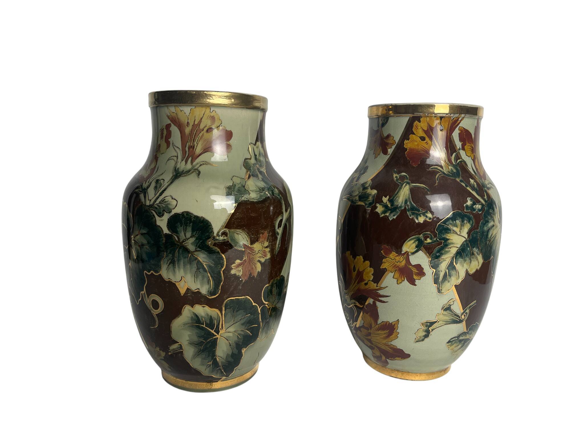 Art Deco, pair of Lunéville earthenware vases circa 1930