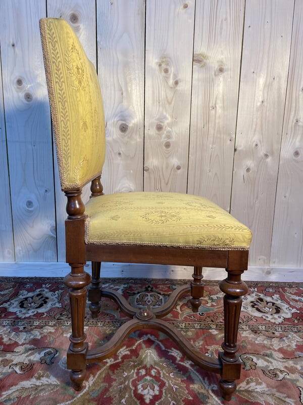 Suite de 6 chaises Napoléon III en noyer et tissu
