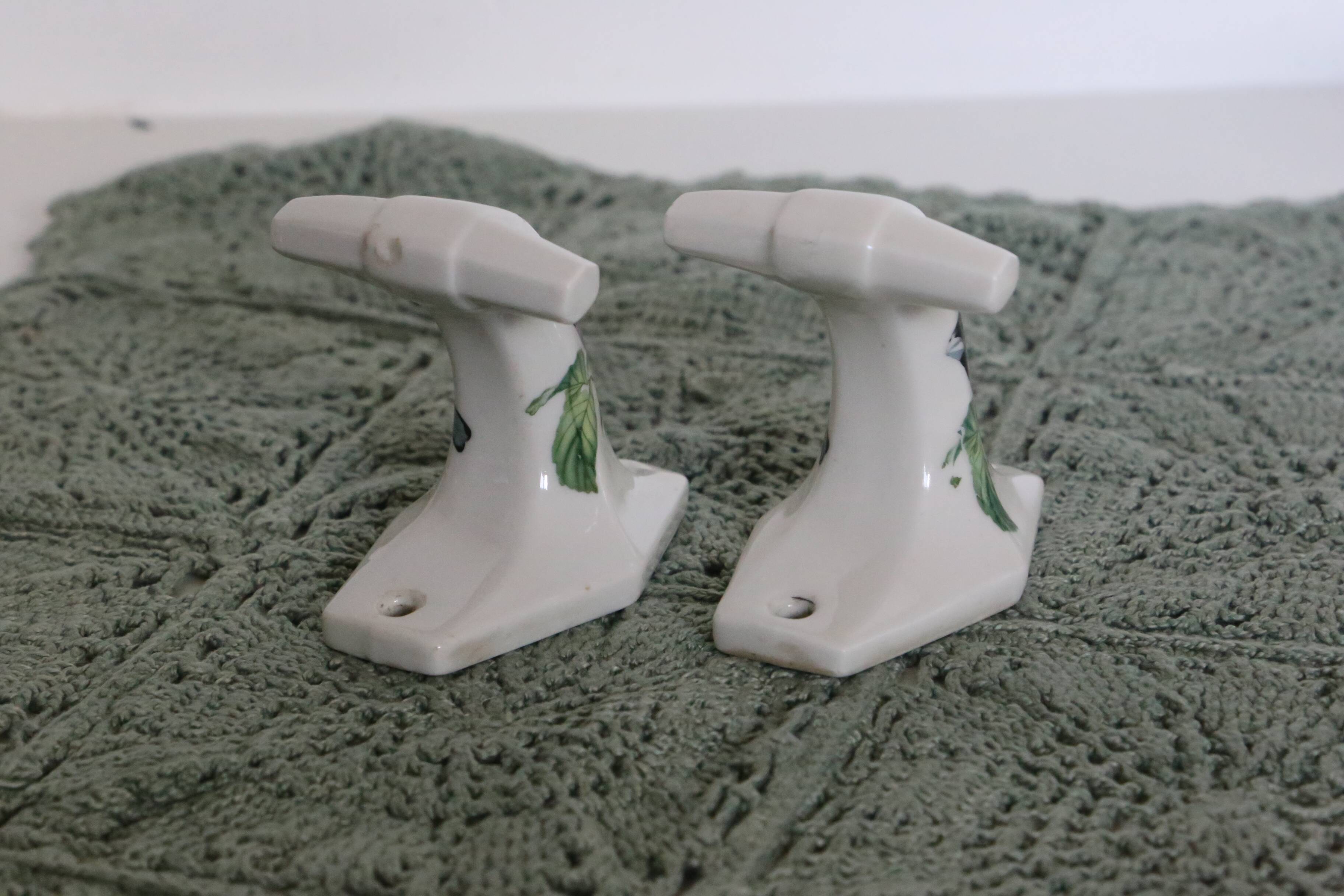 Pair of Paris porcelain coat hooks