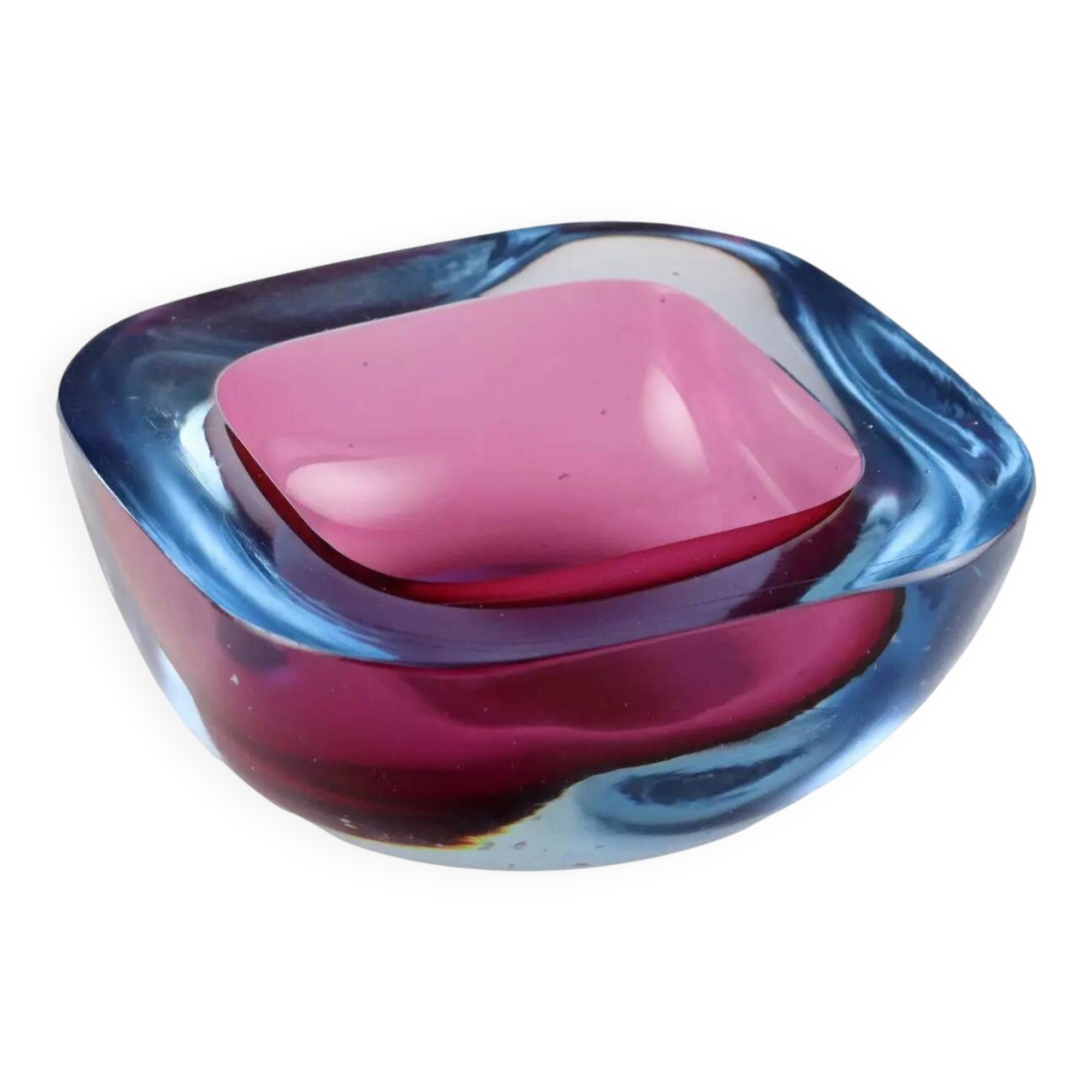 Vintage bowl from the 1960s made of coloured Murano glass, Italy.