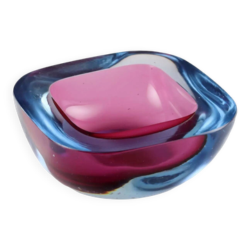 Vintage bowl from the 1960s made of coloured Murano glass, Italy.
