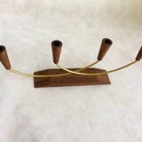 Teak and brass candlestick 1960s