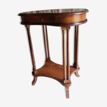 Pedestal table marquetry kidney shape