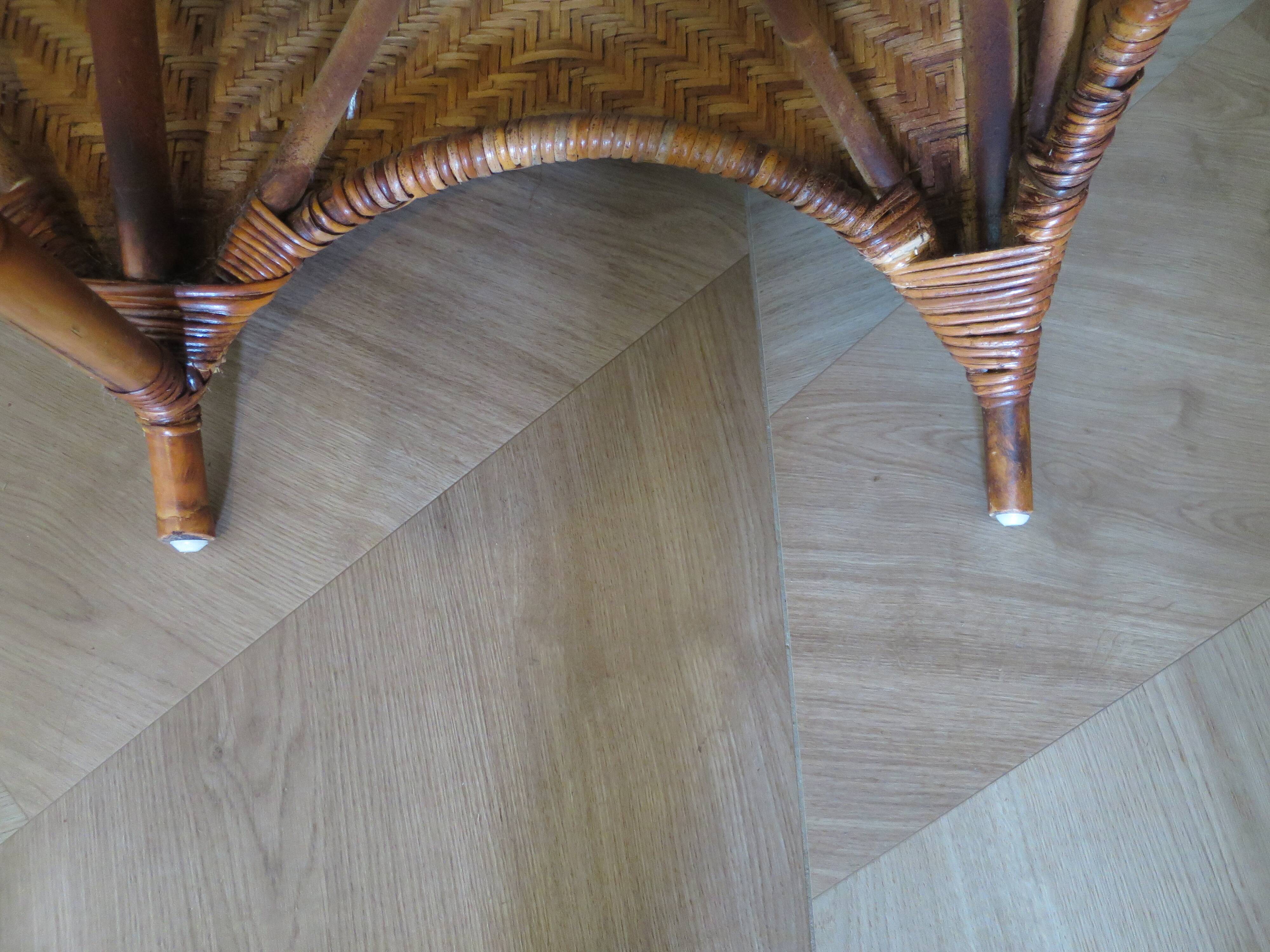Two-seater banquette in woven rattan, wood and bamboo, 1980s.