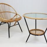 Fauteuil en rotin des années 50 de Rohé Noordwolde