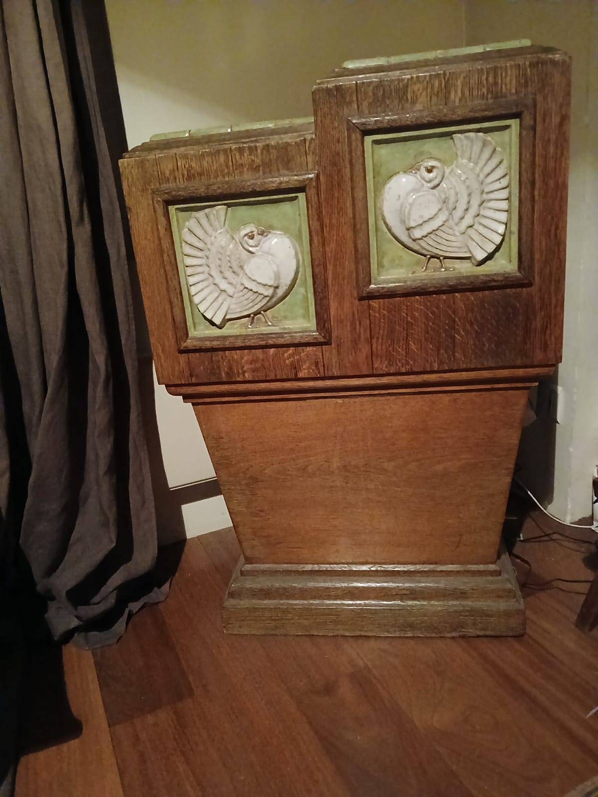 Wood and ceramic stool