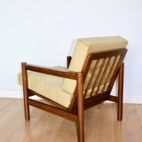 Fauteuil Vintage en Velours Olive, Années 70