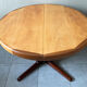 Vintage round Scandinavian table with extendable star center leg