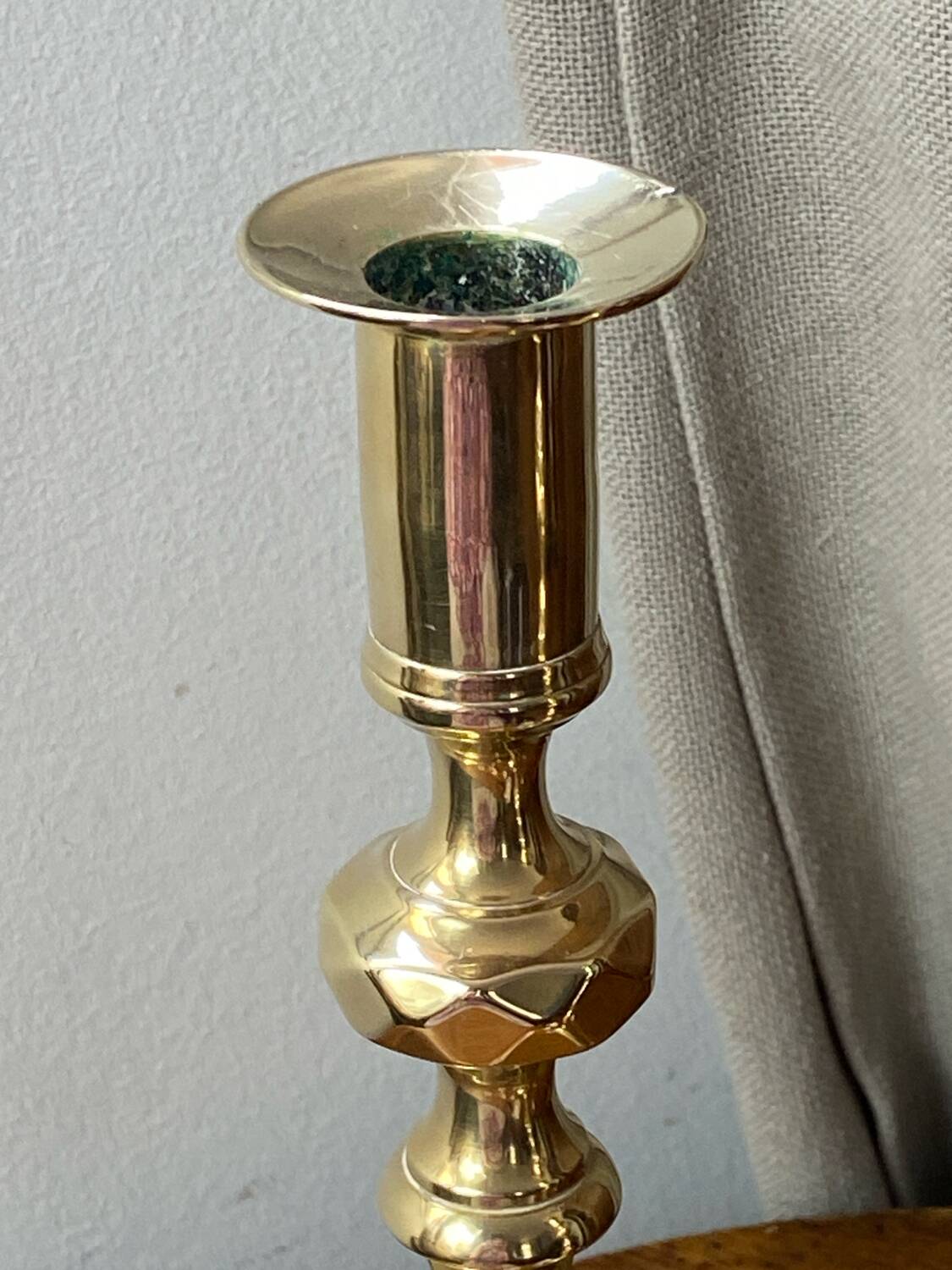 Pair of solid brass candlesticks, Georgian style