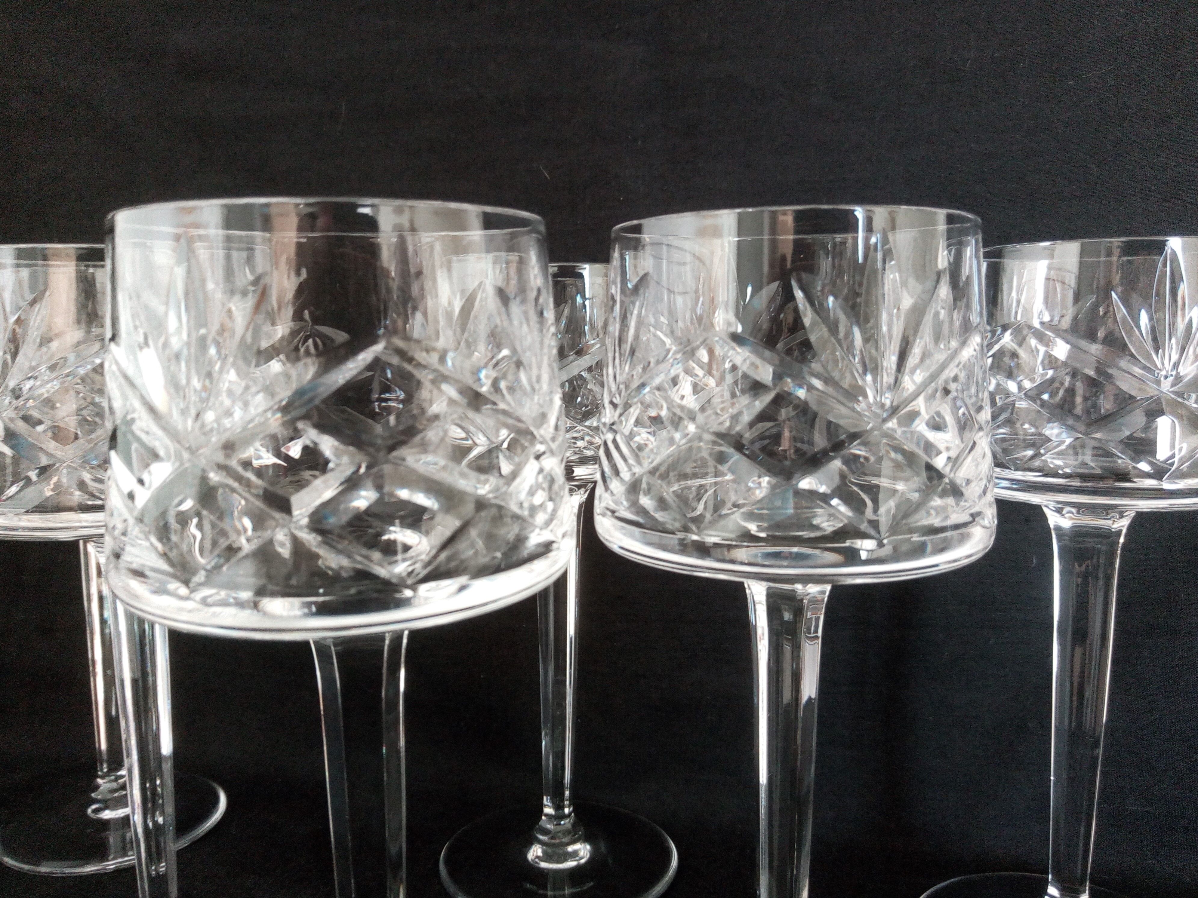 Lot de 6 verres à vin hauts, en cristal taillé, Cristallerie de Sèvres