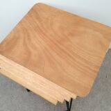 Wood and metal dessert trolley on wheels, vintage Eiffel leg, made in France 1960.