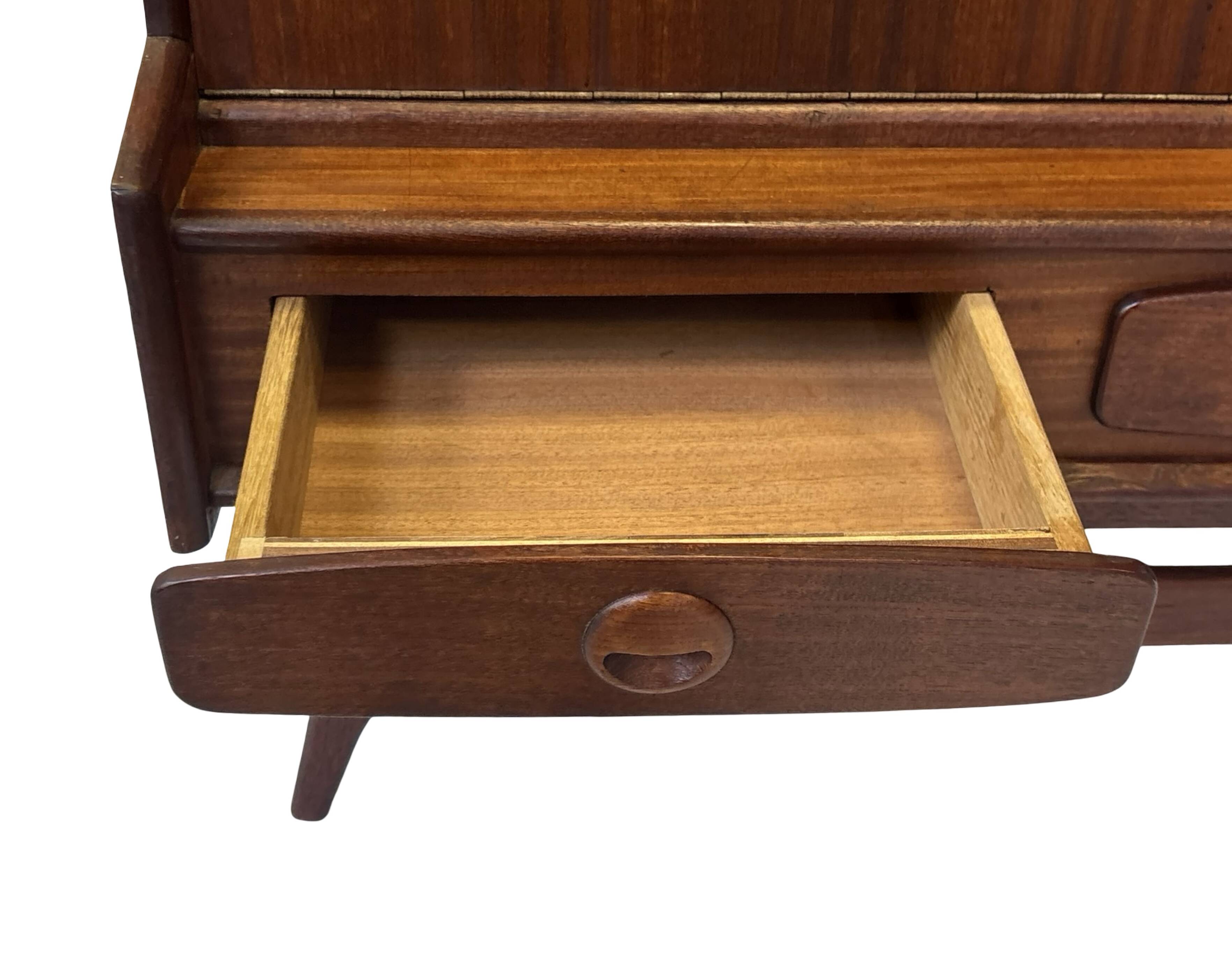 Vintage teak wall cabinet with flap door 1960s design wall unit