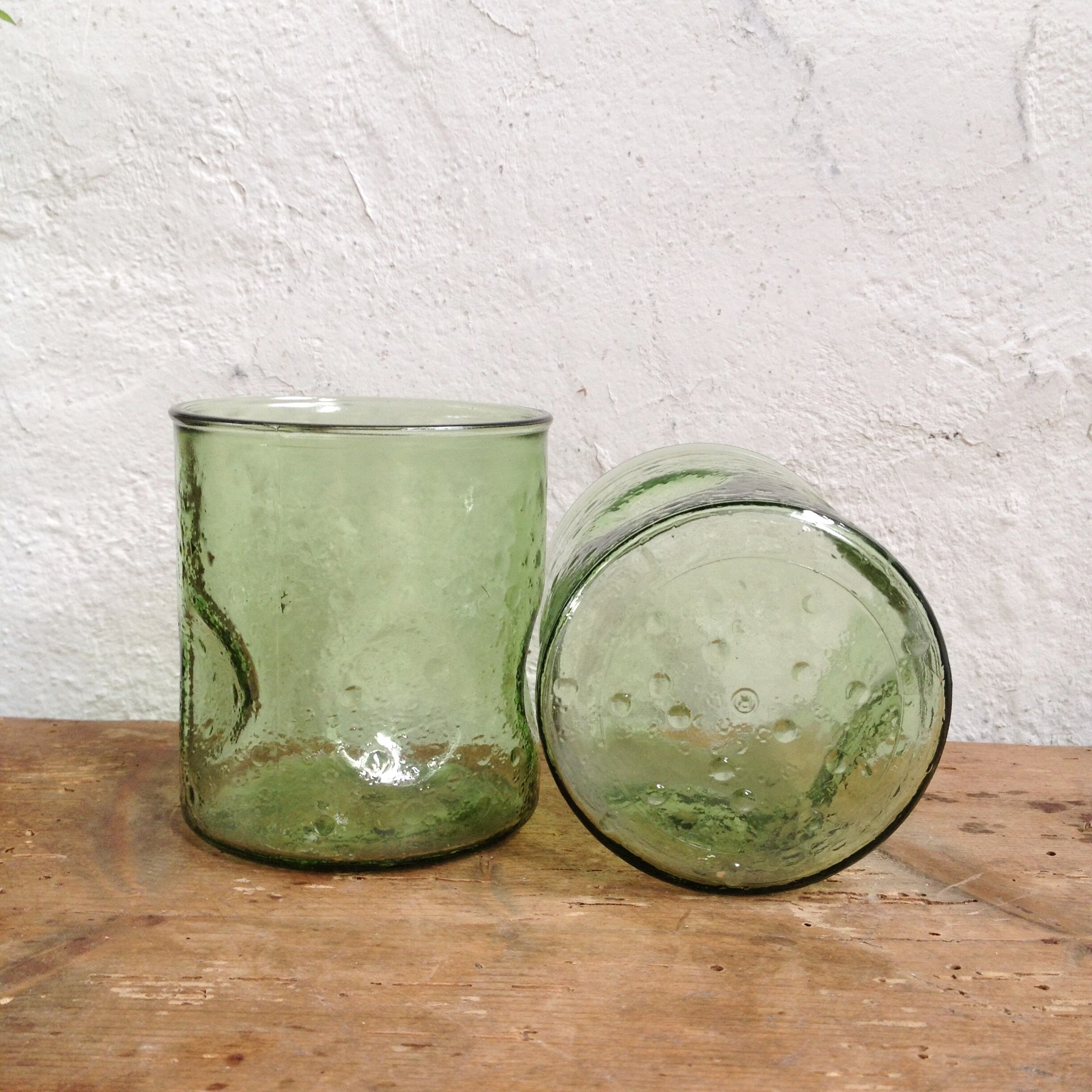 Sage green carafe and its two glasses