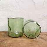 Carafe vert sauge et ses deux verres