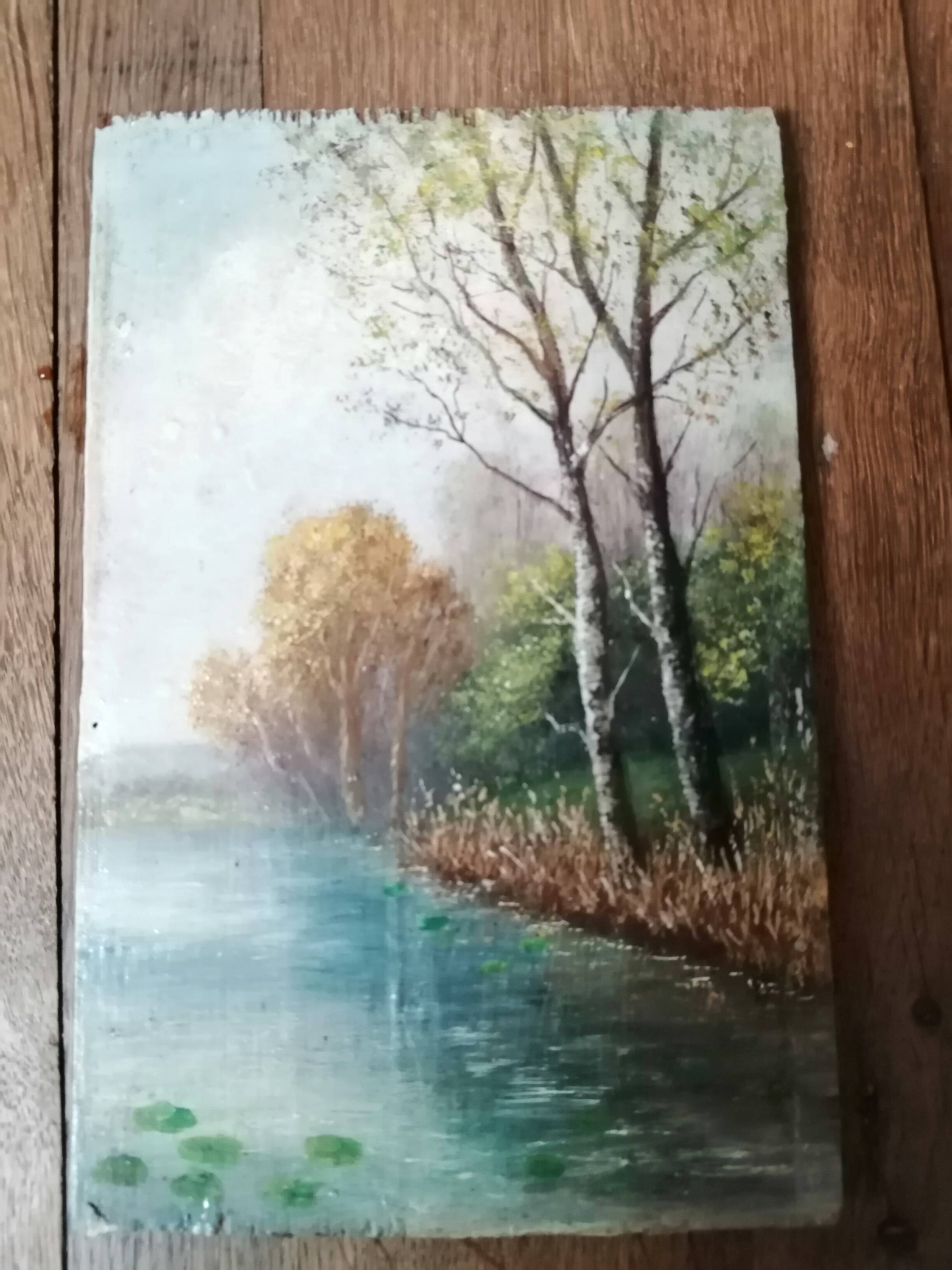 OIL PAINTING ON WOOD "water's edge"