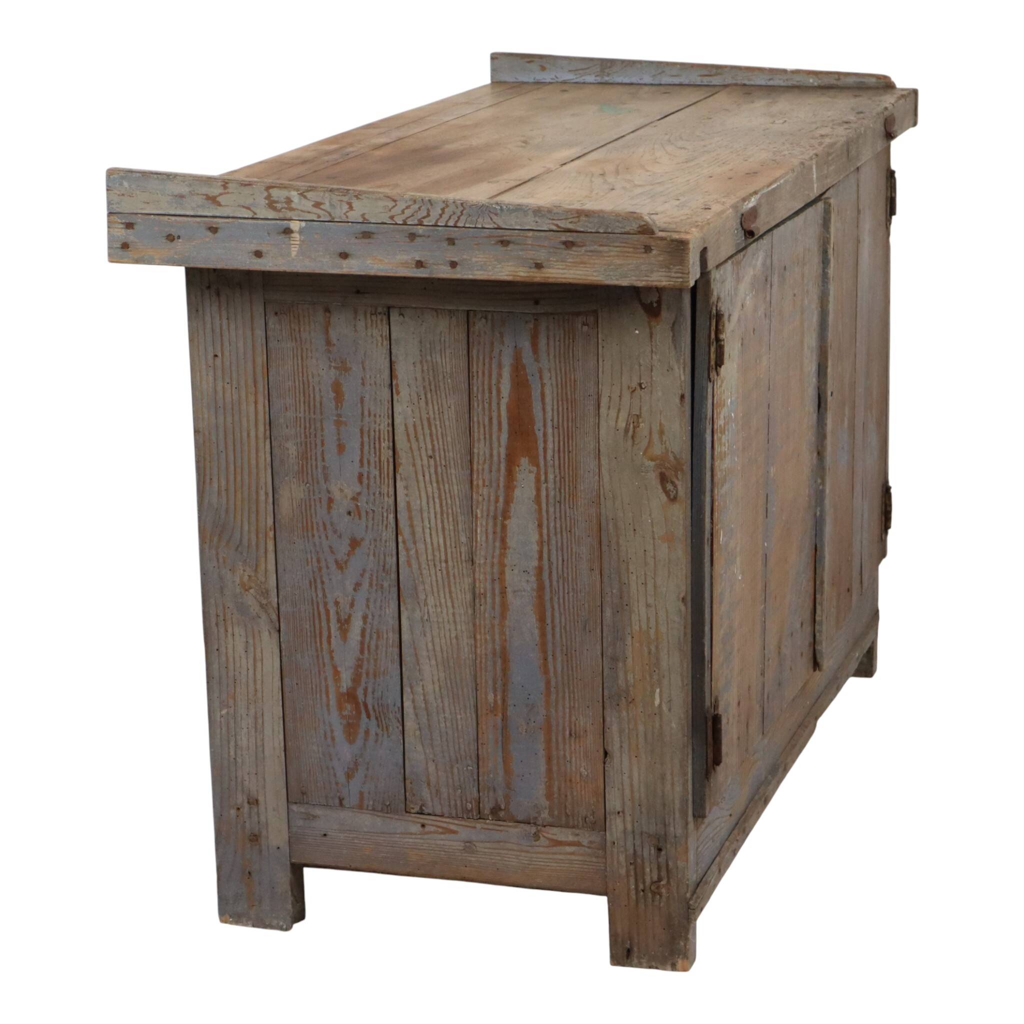 Characterful Old Blue Workbench Sideboard Unique 124cm
