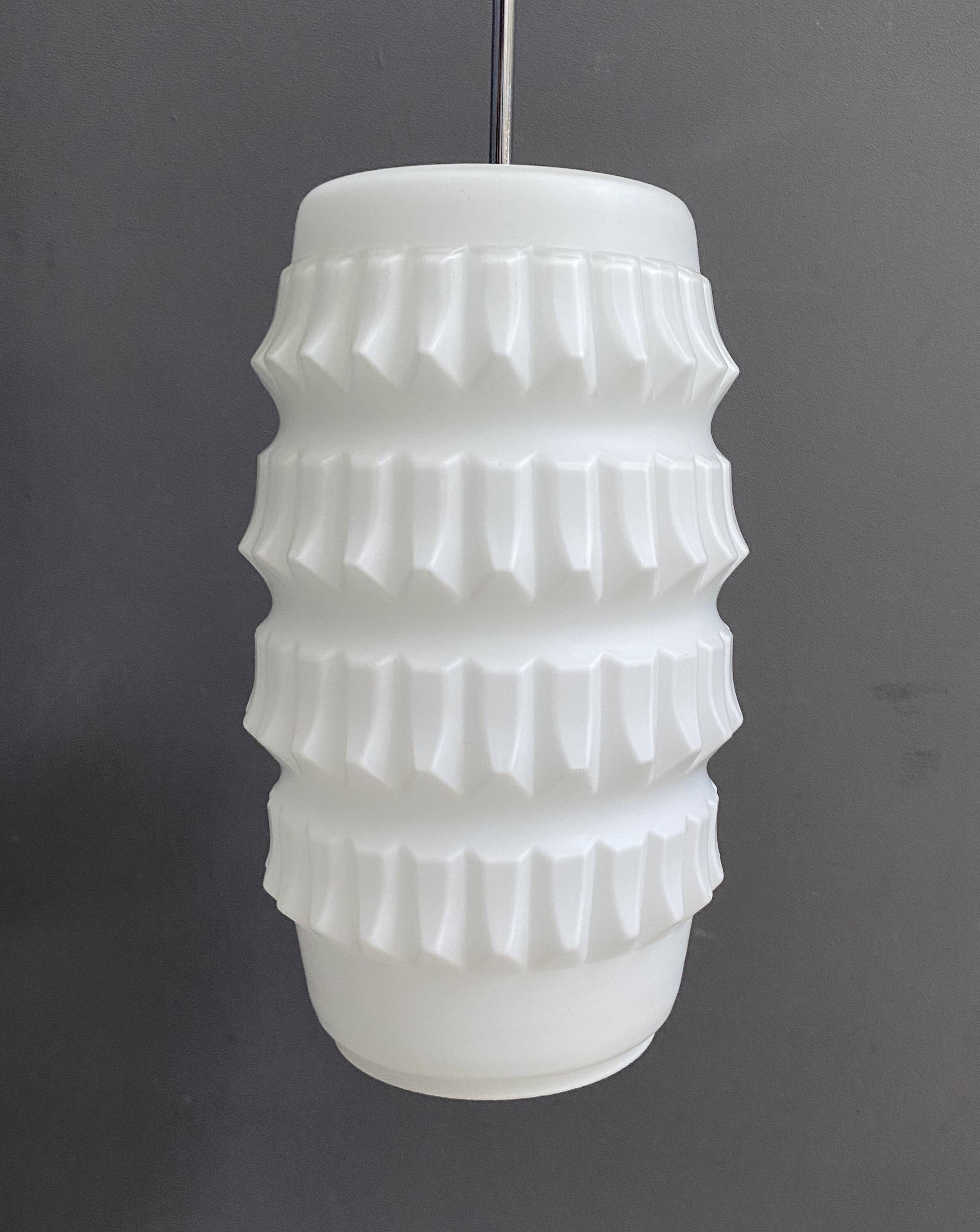 White glass Brutalis pendant lamp 1960s