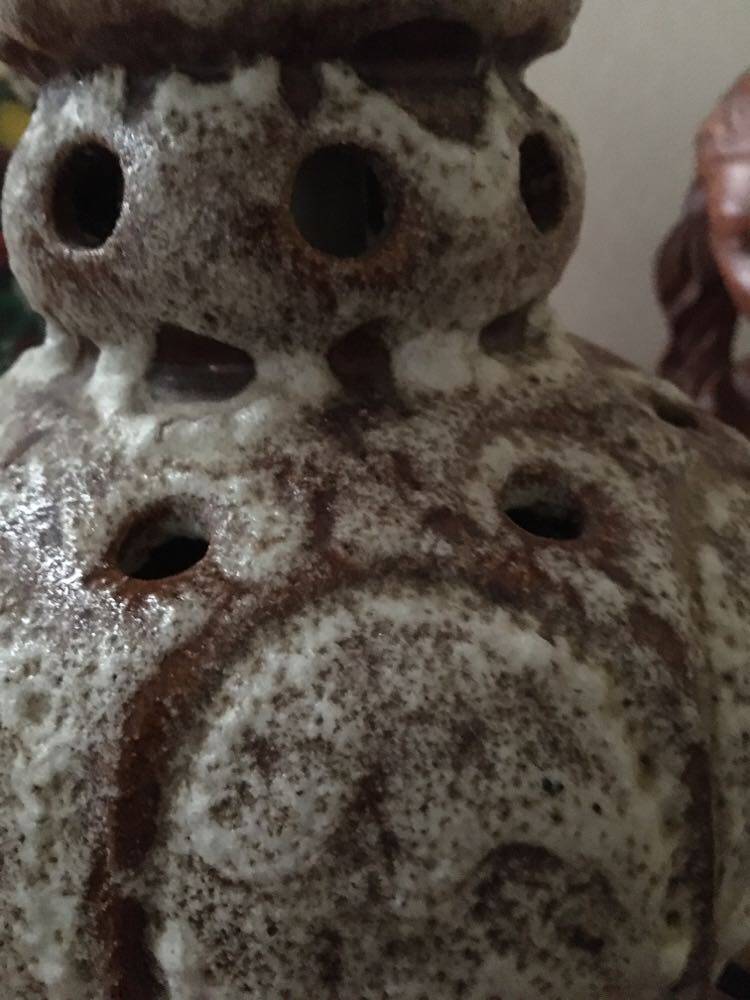 Fat lava ceramic lamp base with 2 bulbs