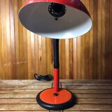Old aluminor articulated lamp red & black metal 1970s vintage #a545