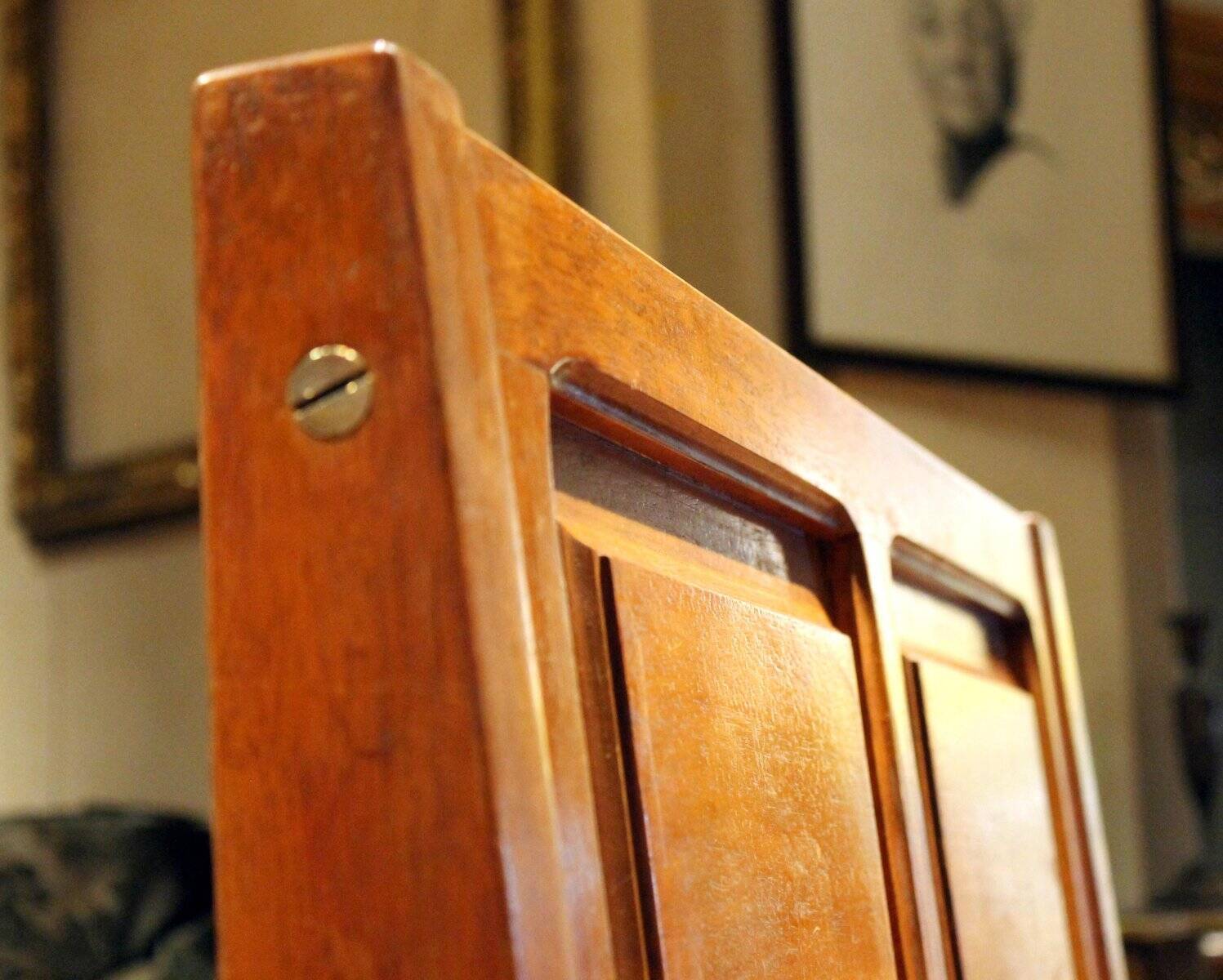 Vintage Italian Modern High Back Bench in Wood, 1950s