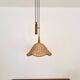 Adjustable Wicker and Teak Pendant Lamp