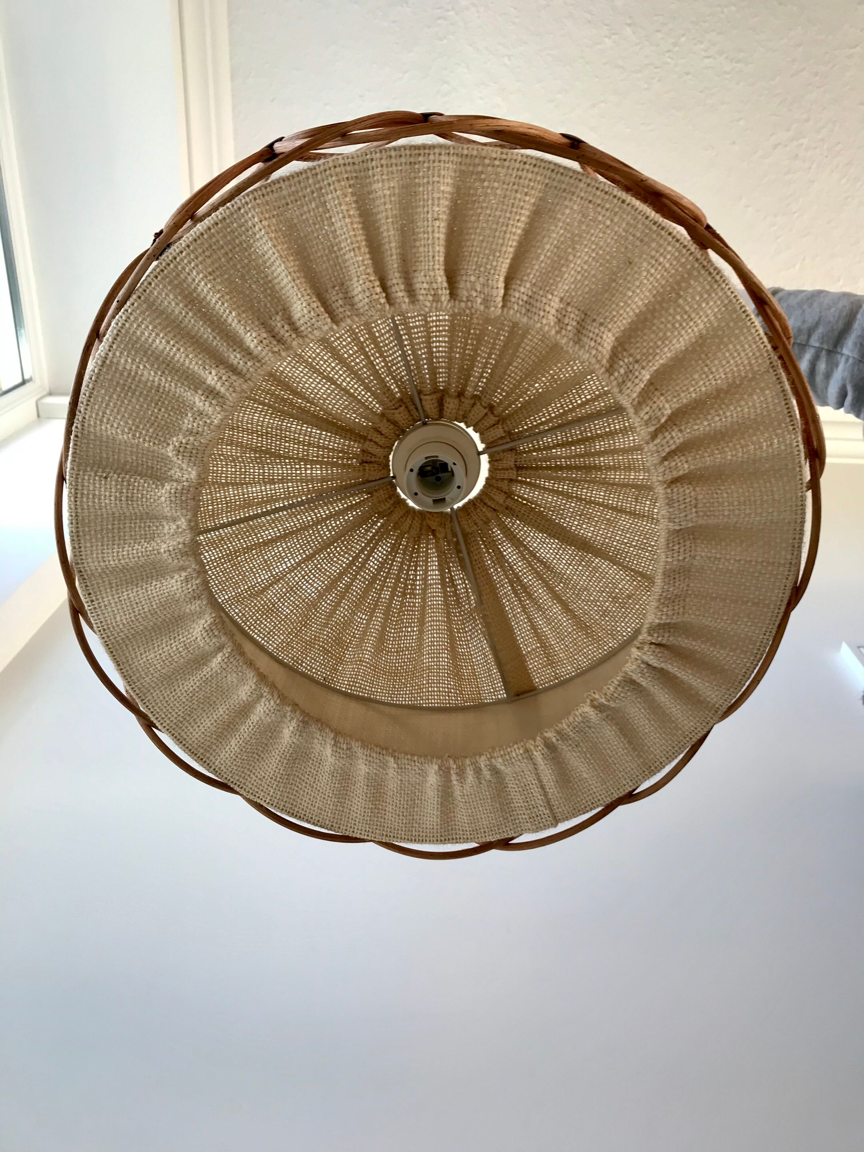 Scandinavian hanging wool and rattan 70s