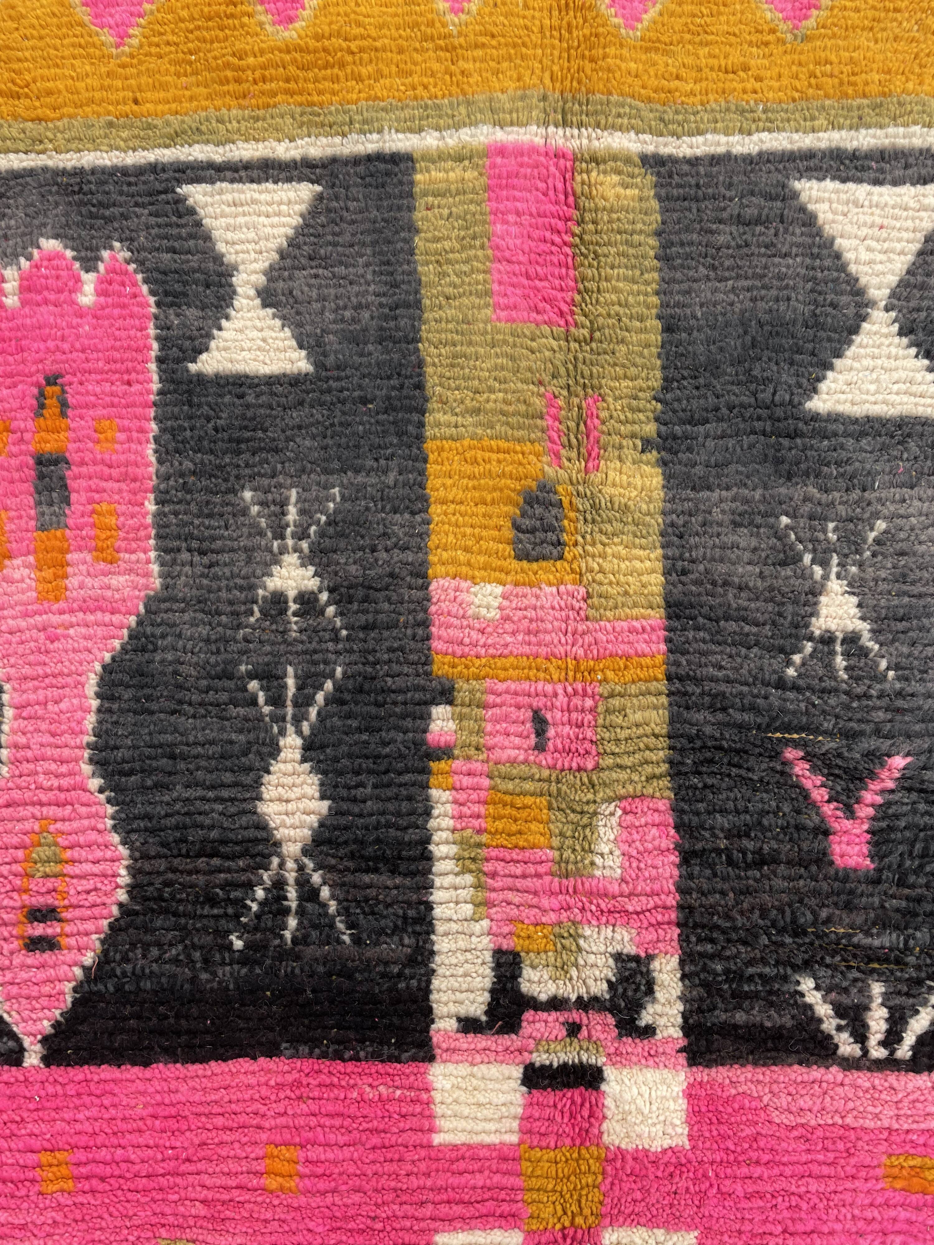 Large pink berber rug in wool boujad new 200x310 cm