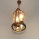 Lanterne suspendue à 2 lumières en laiton vintage français avec abat-jour en verre cylindrique 4948