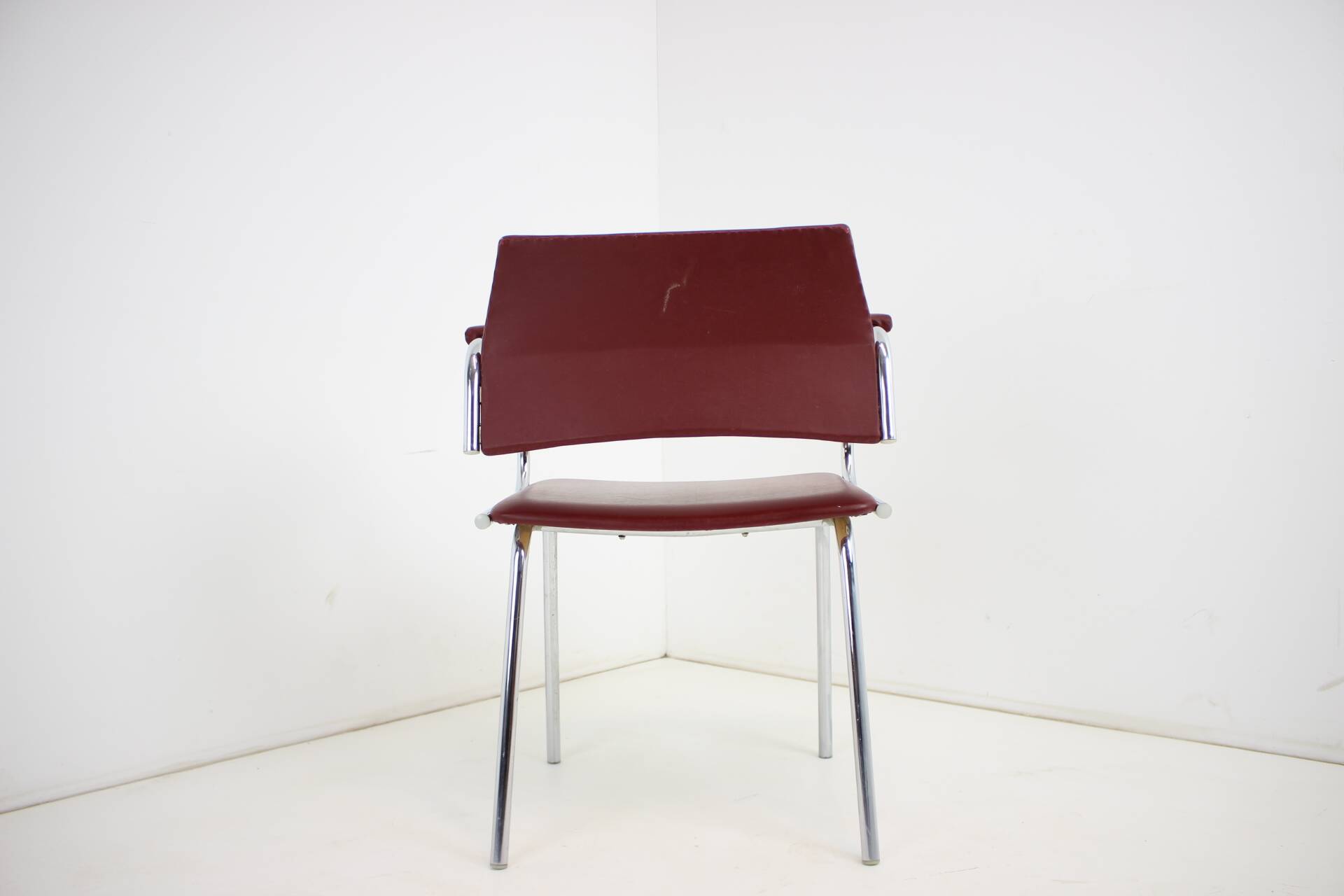 Chrome (Faux) Leather Armchair by Kovona, 1980's, Czechoslovakia