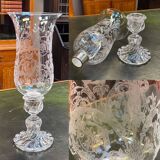 Baccarat crystal lantern with engraved foliage decoration.