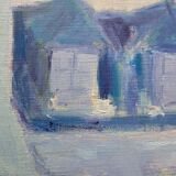 Canvas signed "blue houses"