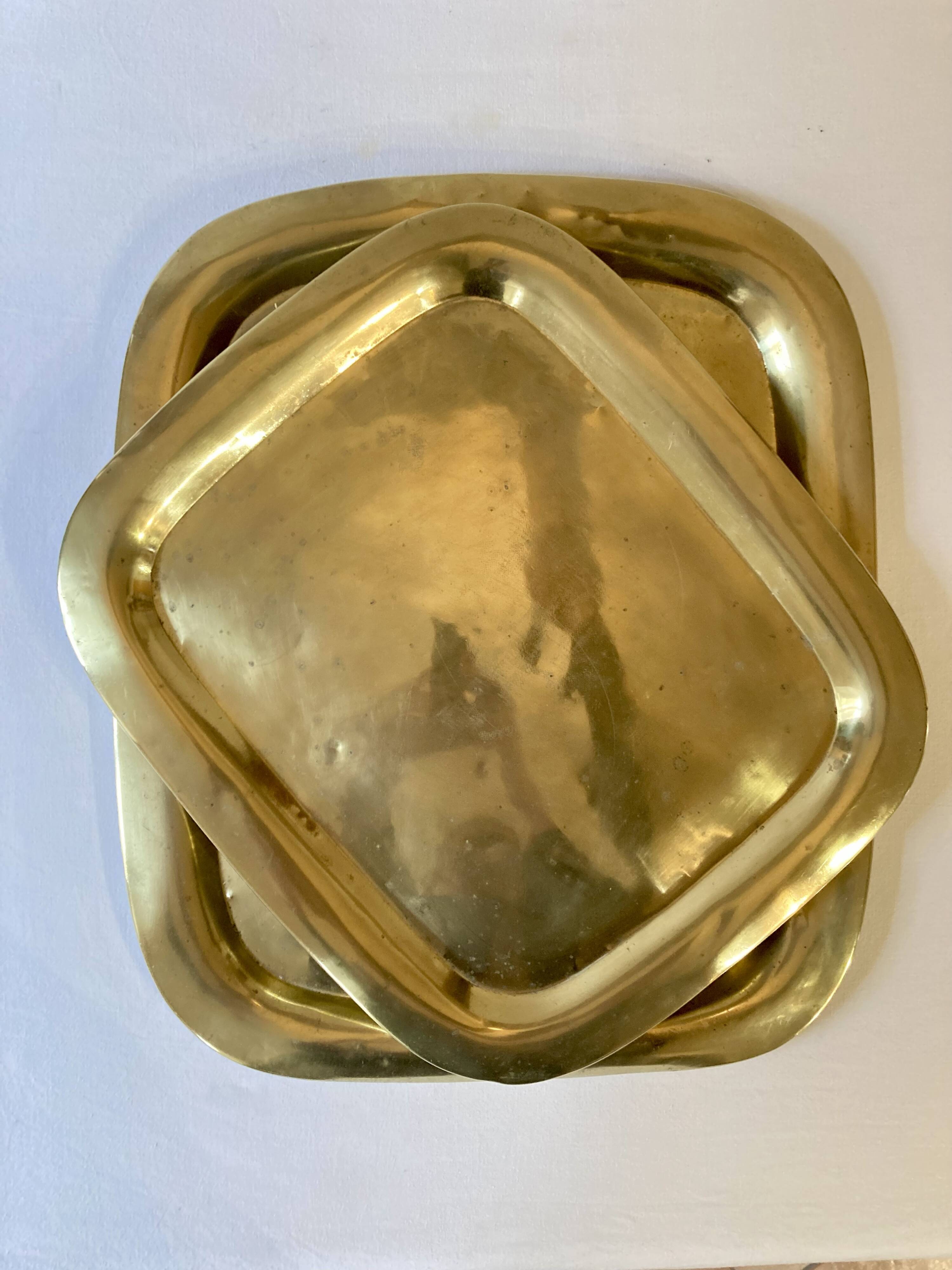 Duo of solid brass trays