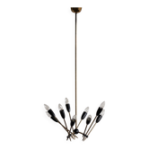 Brass chandelier with nine lights Stilnovo, Italy, 1950s