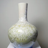 Vintage Jingdezhen Zhi porcelain globular vase with crystalline glazes.