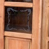 Parisian wardrobe in raw wood with engraved glass from 1920.