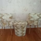 2 chairs and a pelfran moumoute pouf