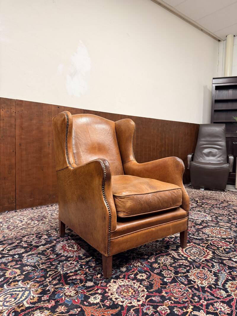 Classic English Sheep Leather Armchair