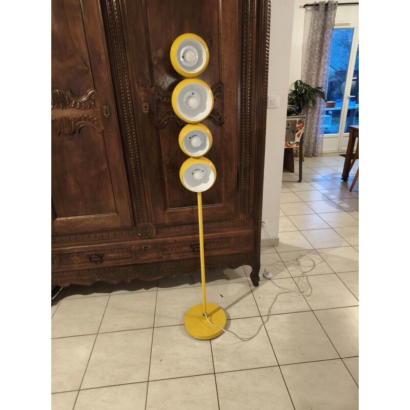 Vintage yellow metal floor lamp